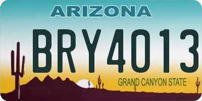 AZ license plate BRY4013