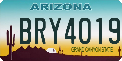 AZ license plate BRY4019