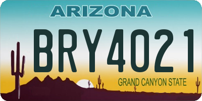 AZ license plate BRY4021