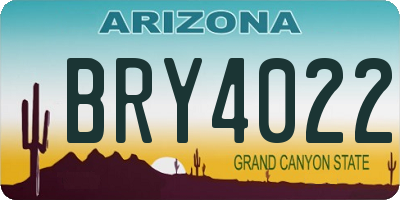 AZ license plate BRY4022