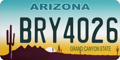 AZ license plate BRY4026