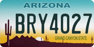 AZ license plate BRY4027