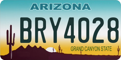 AZ license plate BRY4028