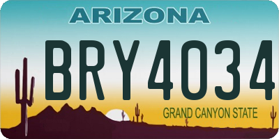 AZ license plate BRY4034