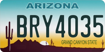 AZ license plate BRY4035