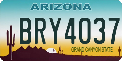 AZ license plate BRY4037