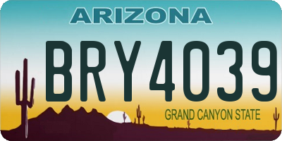 AZ license plate BRY4039