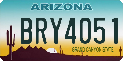 AZ license plate BRY4051