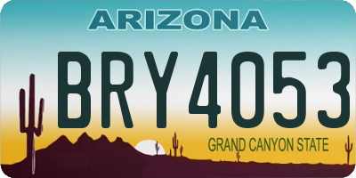AZ license plate BRY4053