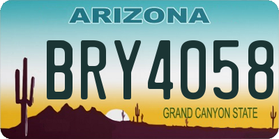 AZ license plate BRY4058