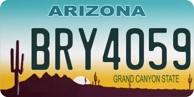 AZ license plate BRY4059