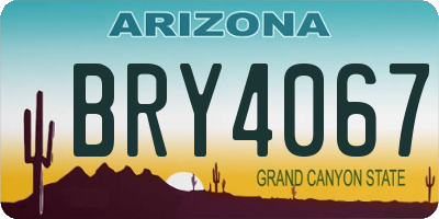AZ license plate BRY4067
