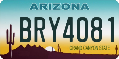 AZ license plate BRY4081