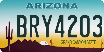 AZ license plate BRY4203