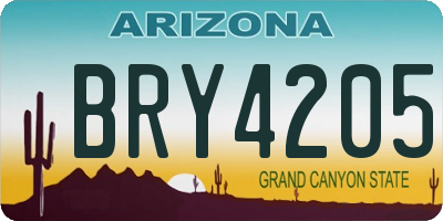 AZ license plate BRY4205