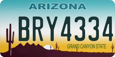 AZ license plate BRY4334