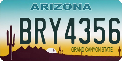 AZ license plate BRY4356