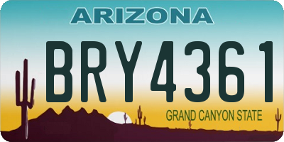 AZ license plate BRY4361