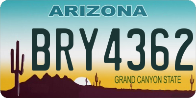 AZ license plate BRY4362