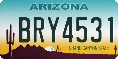 AZ license plate BRY4531