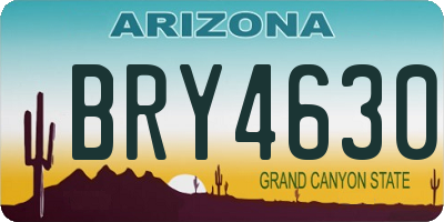 AZ license plate BRY4630