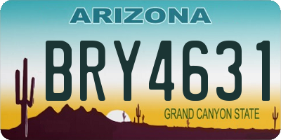 AZ license plate BRY4631