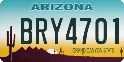AZ license plate BRY4701