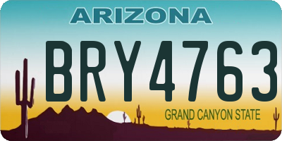 AZ license plate BRY4763