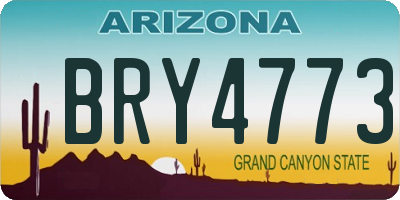 AZ license plate BRY4773
