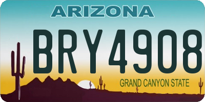 AZ license plate BRY4908