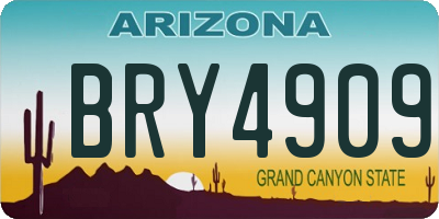 AZ license plate BRY4909