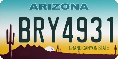 AZ license plate BRY4931