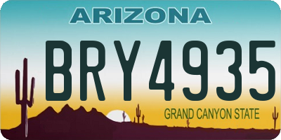 AZ license plate BRY4935