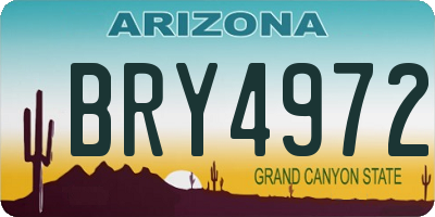 AZ license plate BRY4972