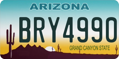 AZ license plate BRY4990