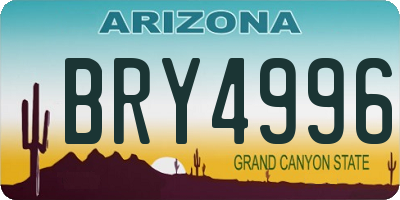 AZ license plate BRY4996