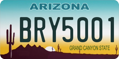 AZ license plate BRY5001