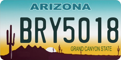 AZ license plate BRY5018