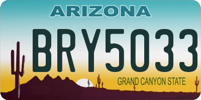 AZ license plate BRY5033
