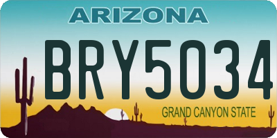 AZ license plate BRY5034