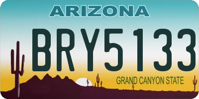 AZ license plate BRY5133