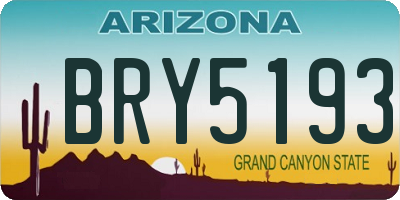 AZ license plate BRY5193