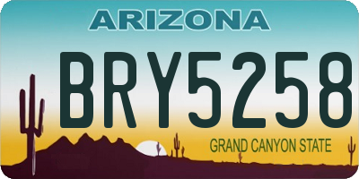 AZ license plate BRY5258