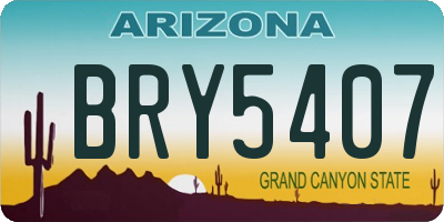 AZ license plate BRY5407