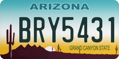AZ license plate BRY5431