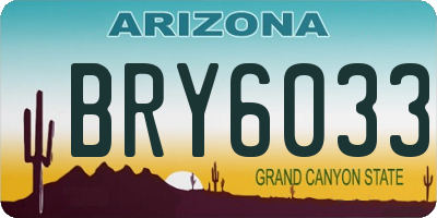 AZ license plate BRY6033
