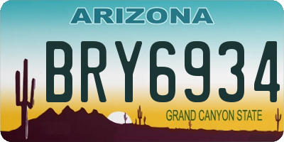AZ license plate BRY6934