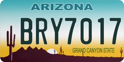 AZ license plate BRY7017