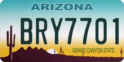 AZ license plate BRY7701