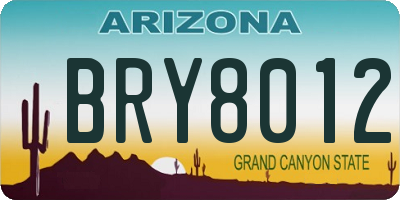 AZ license plate BRY8012
